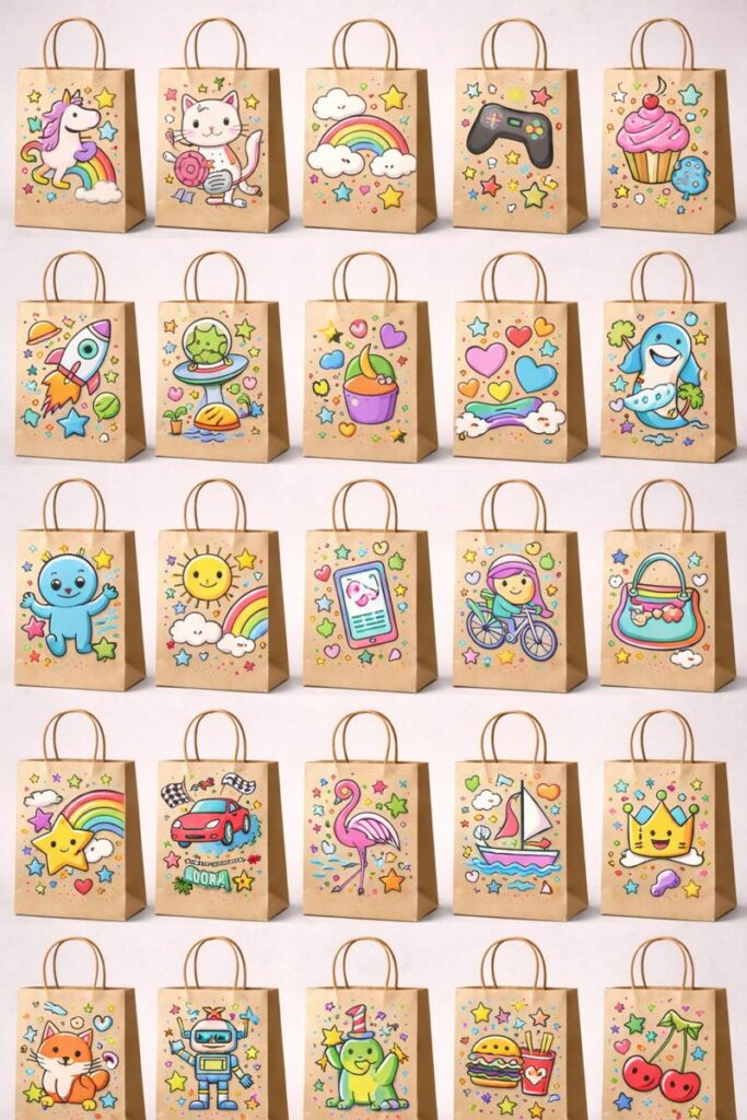 בניית סט אייקונים קטן לשקיות נייר שפה גרפית שמוסיפה אמון