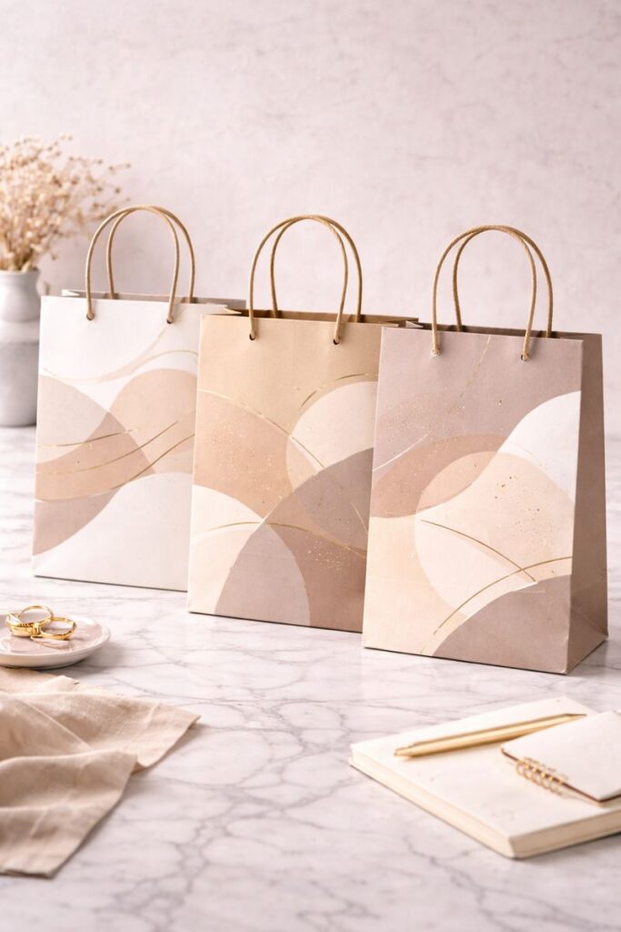 עיצוב שקיות נייר עם מינימום צבעים כוחו של המוגבל